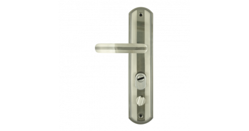 Дверная ручка на планке НОРА-М 200-68 мм ЕСО левая, матовый хром/черный никель 