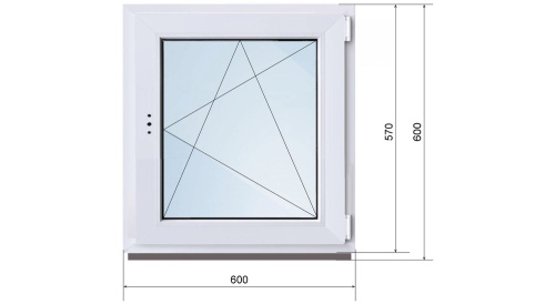 Окно ПВХ одностворчатое 600*600 мм, профиль Brusbox 60 Aero, белый, 2-х камерное