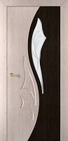 Дверь 800*2000*35 мм Румакс Элегия-Дуэт-2, стекло сатинат гравировка, шпон дуб беленый/мореный