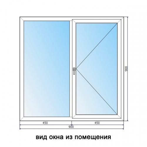 Окно деревянное одностворчатое двухсекционное 900*900*60 мм, имитация стеклопакета