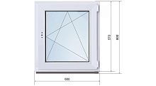 Окно ПВХ одностворчатое 600*600 мм, профиль Brusbox 60 Aero, белый, 2-х камерное