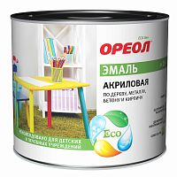 Эмаль Ореол акриловая быстросохнущая, матовая белая, 1,9 кг