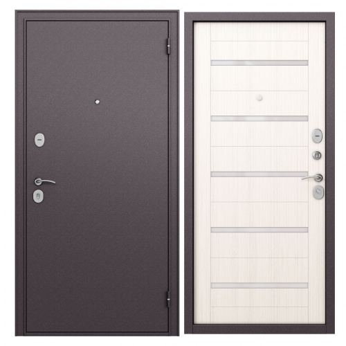 Дверь металлическая ГАРДА Муар 860*2050*65 мм, , левая, белый ясень, мдф/металл