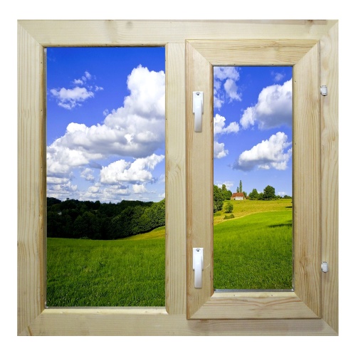 Окно деревянное двухсекционное одностворчатое 1200*1200*50 мм, имит. стеклопакета