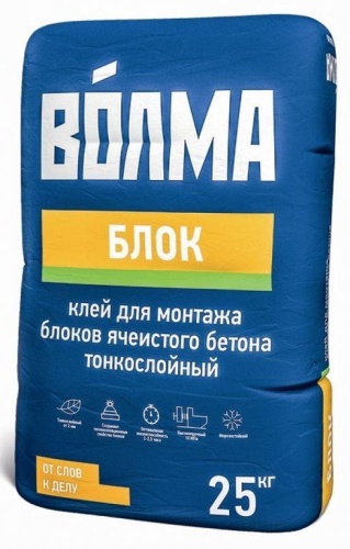 Клей монтажный ВОЛМА-БЛОК для газобетона 25 кг