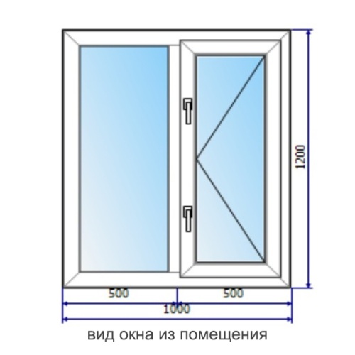 Окно деревянное двухсекционное одностворчатое 1000*1200*60 мм, имит.стеклопакета
