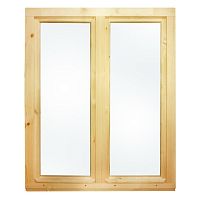 Окно деревянное двухсекционное, глухое  530*500*50 мм одинарное остекленение