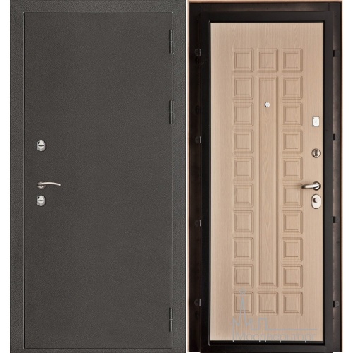 Дверь металлическая Regidoors Термо3 968*2052 мм, левая, антик темное серебро/беленый дуб