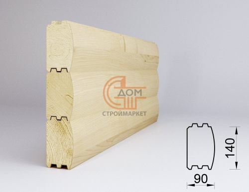 Брус профилированный 90*140*6000 мм, с радиусом, сухой